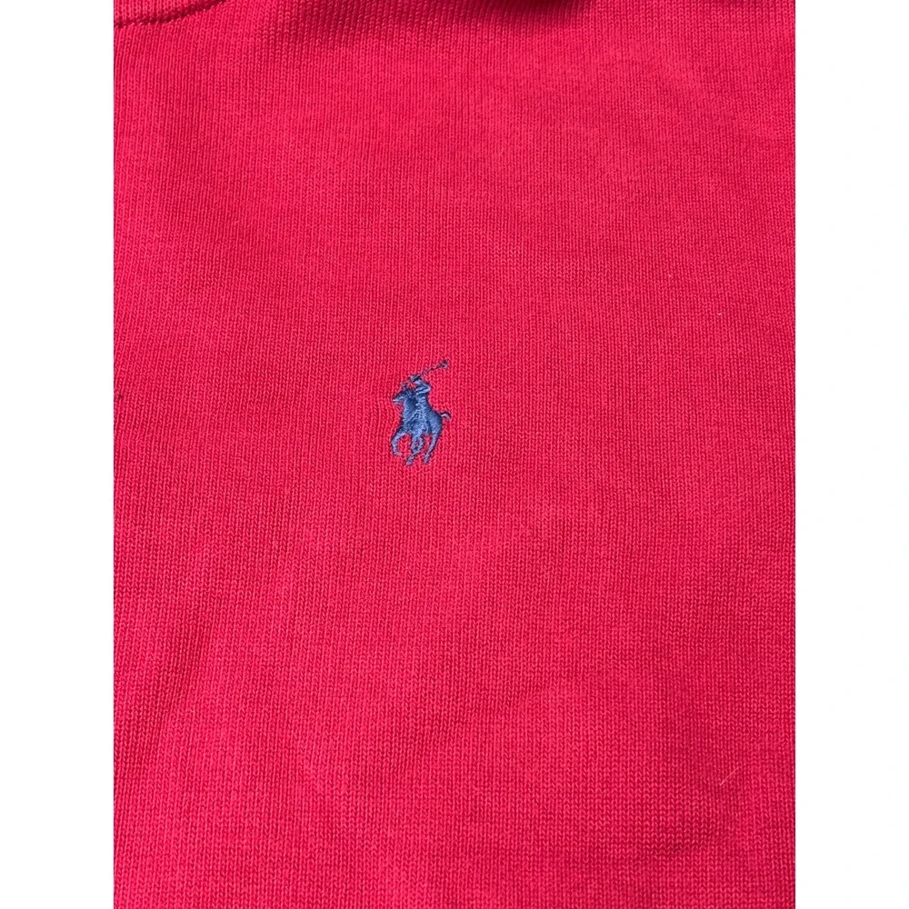 Polo Ralph Lauren Mens Red 100% Cotton Quarter Zip Pullover Sweater‎ Large